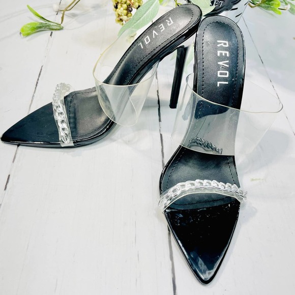 REVOL Trevor-Sc Clear Pointed Toe Pumps Transparent Strap Women Size 6 - Picture 1 of 14